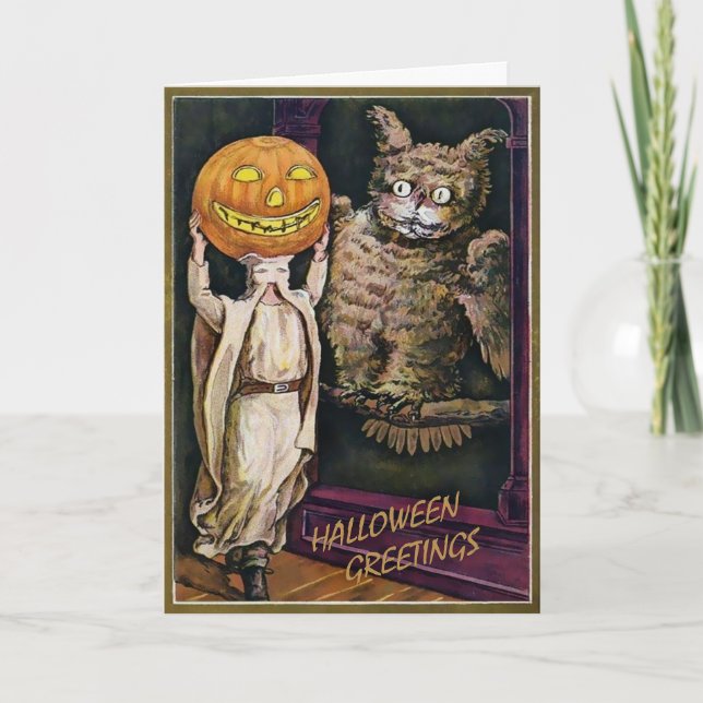 Vintage Owl Halloween-Karte Feiertagskarte (Vorderseite)