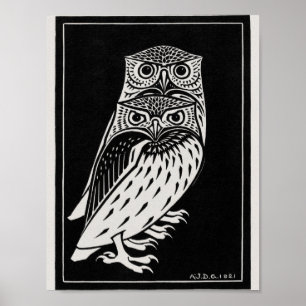 Vintage Owl Illustration Poster