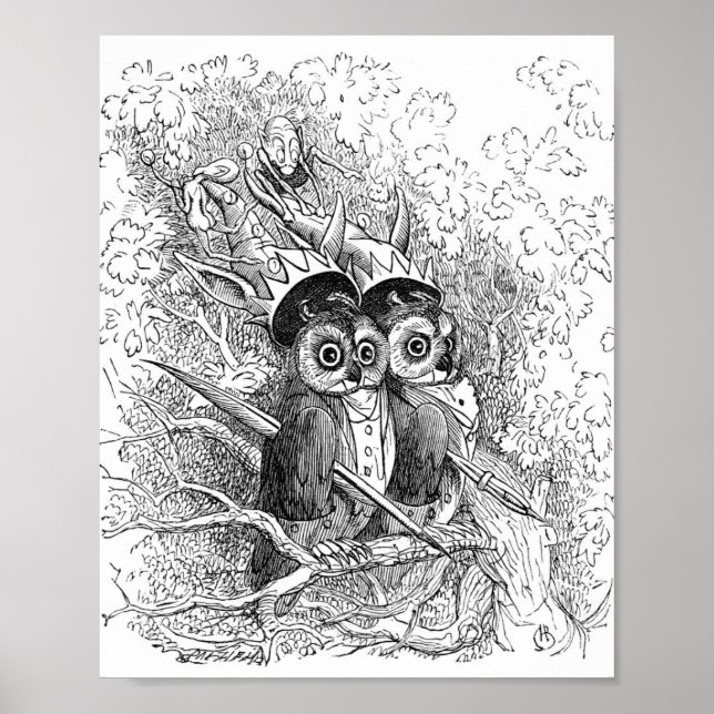 Vintage Owl Illustration Poster (Vorne)