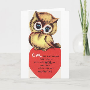 Vintage Owl Valentine's Day Greeting Card Feiertagskarte