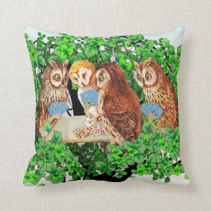 Vintage Owls Spielkarten Pilz Kissen