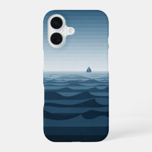 Vintage-Ozean-Horizontlinien iPhone 16 Hülle