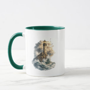 Vintage-Ozean-Leuchtturm-Kaffeetasse mit beidseiti Tasse