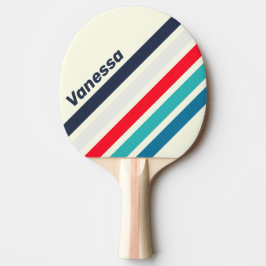 Vintage Ozean Winklige Streifen mit Namen Tischtennis Schläger