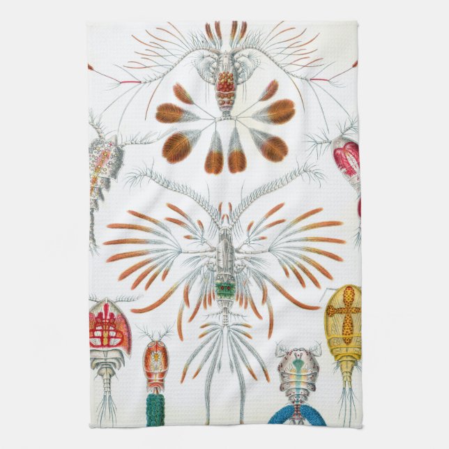 Vintage Ozeantiere, Copepoda von Ernst Haeckel Geschirrtuch (Vertikal)