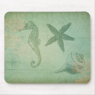 Vintage Ozeantiere und Seashells Mousepad