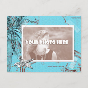 Vintage Ozeanübersicht, Türkisfarben, Foto Postkarte