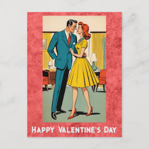 Vintage Paar Romantik Retro Frohen Valentinstag Postkarte