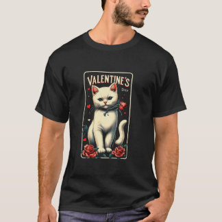 Vintage-Paar süße Katzenliebhaber Frohen Valentins T-Shirt