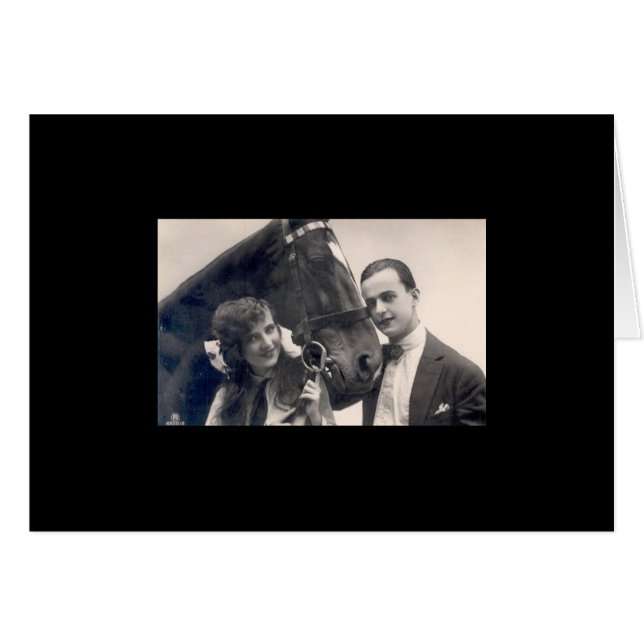 Vintage Paar und Pferd (Vorderseite (Horizontal))
