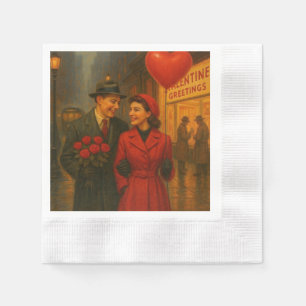 Vintage Paar zum Valentinstag Serviette