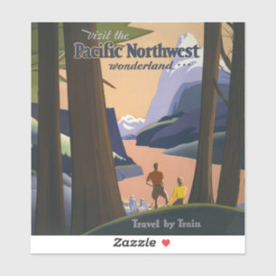 Vintage Pacific Northwest Reiseplakat 1925 Zug Aufkleber
