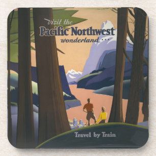 Vintage Pacific Northwest Reiseplakat 1925 Zug Getränkeuntersetzer