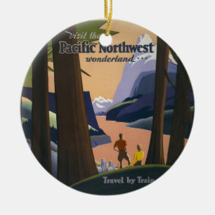 Vintage Pacific Northwest Reiseplakat 1925 Zug Keramik Ornament