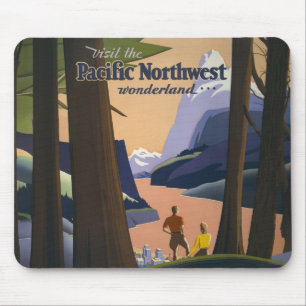 Vintage Pacific Northwest Reiseplakat 1925 Zug Mousepad