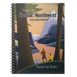 Vintage Pacific Northwest Reiseplakat 1925 Zug Notizblock