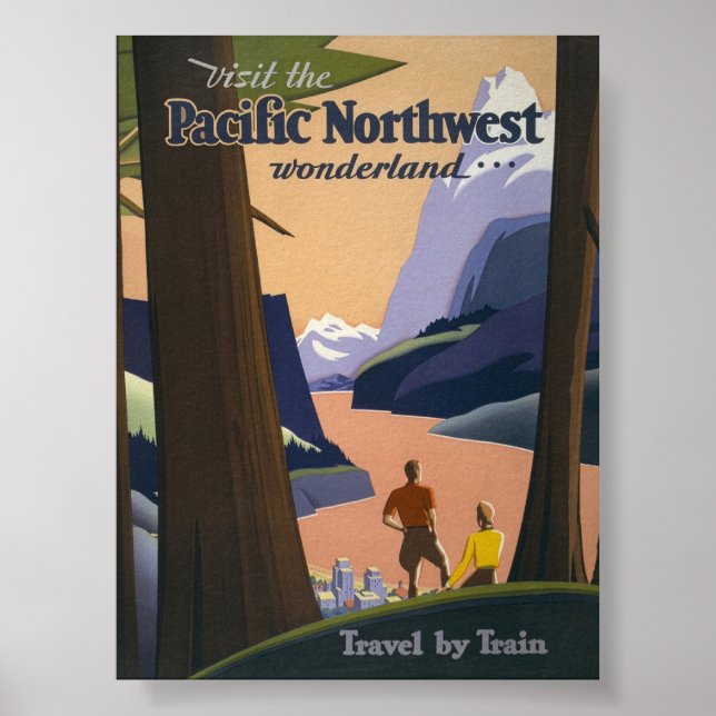 Vintage Pacific Northwest Reiseplakat 1925 Zug Poster (Vorne)