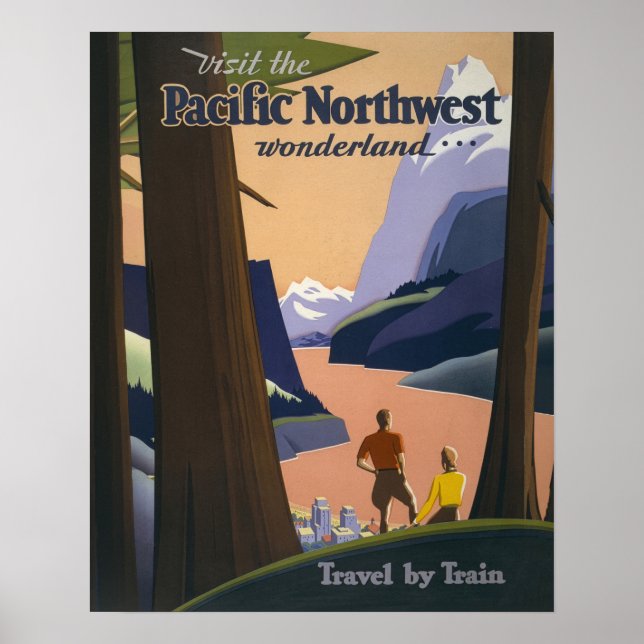 Vintage Pacific Northwest Reiseplakat 1925 Zug Poster (Vorne)