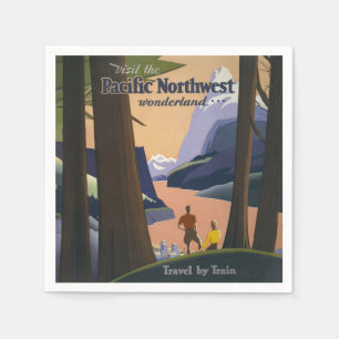Vintage Pacific Northwest Reiseplakat 1925 Zug Serviette