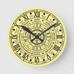 Vintage-Paganisches Rad-des-Jahres-Uhr Runde Wanduhr
