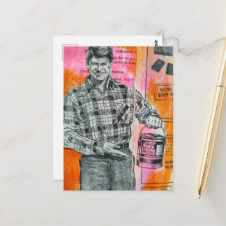Vintage Paint Man Collage Postkarte