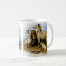 Vintage painting of five cute dogs kaffeetasse