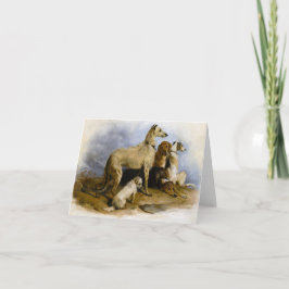 Vintage painting of five cute dogs karte