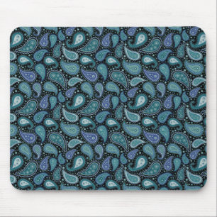 Vintage Paisley Blau Türkis Blumenmuster Mousepad