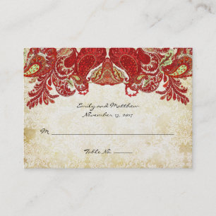 Vintage Paisley Damask-Platzkarten Platzkarte