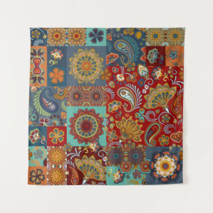 Vintage-Paisley-Mandala-farbige Patchworkarbeit Wandteppich