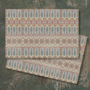 Vintage-Paisley-Muster Blau Rot Grau Decoupage Seidenpapier