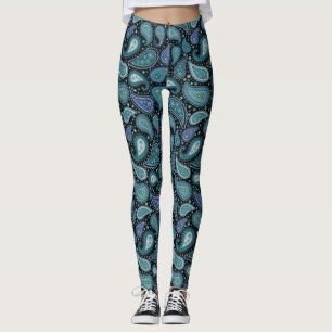 Vintage Paisley Schönes Blau Türkis Leggings