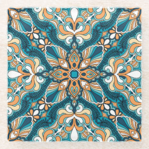 Vintage Paisley-Taschentuch: Orientdruck. Glasuntersetzer