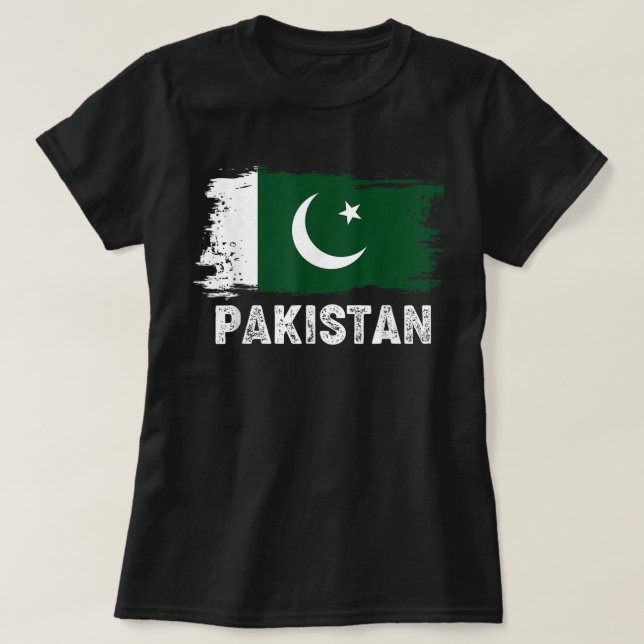 Vintage pakistanische Flagge Pakistanischer Famili T-Shirt (Design vorne)