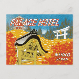Vintage Palace Hotel Japan Label Art Postkarte