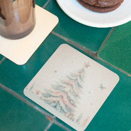 Vintage pale Merry Christmas Rechteckiger Pappuntersetzer