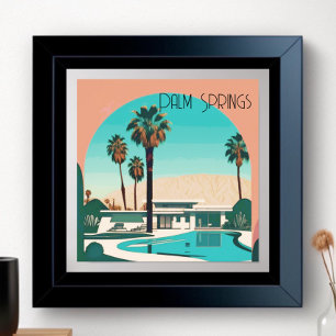 Vintage Palm Springs Aquarell Palmen Bäume Poster