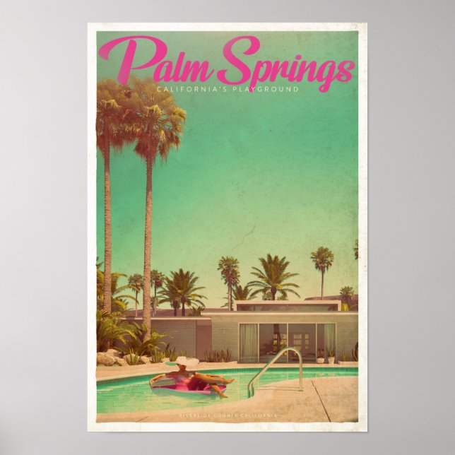 Vintage Palm Springs Reiseplakat Poster (Vorne)
