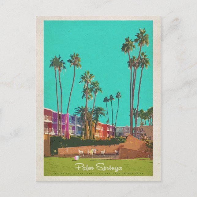 Vintage Palm Springs Sommerreise Postkarte (Vorderseite)