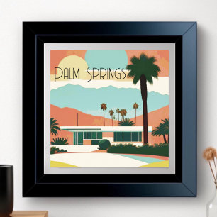 Vintage Palm Springs Wasserfarbenpalmen Poster