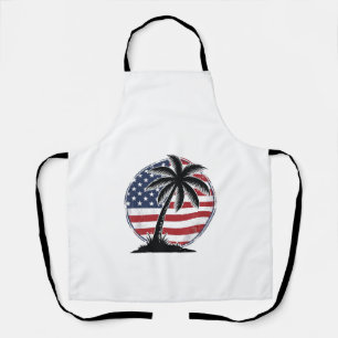 Vintage Palm Tree Amerikanische Flagge Sommer-Shir Schürze