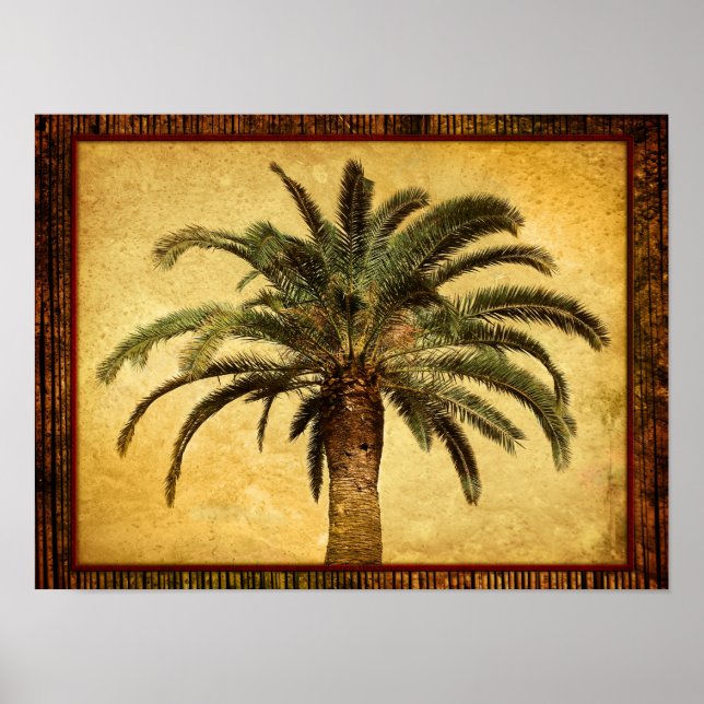 Vintage Palm Tree - angepasste tropische Vorlage Poster (Vorne)