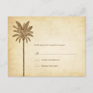 Vintage Palm Tree Wedding RSVP Cards Karte