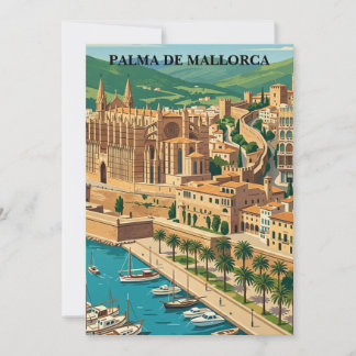 Vintage Palma de Mallorca City View Travel Karte