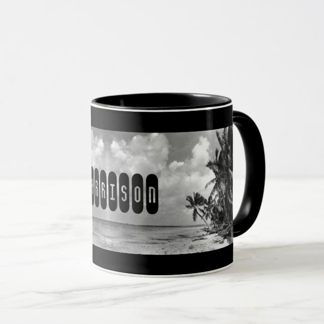 Vintage-Palmbaum Personalisiert Tasse (VorderseiteRechts)