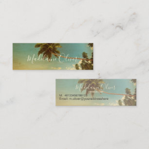 Vintage-Palme Tropischer Strand Elegantes Mini Visitenkarte