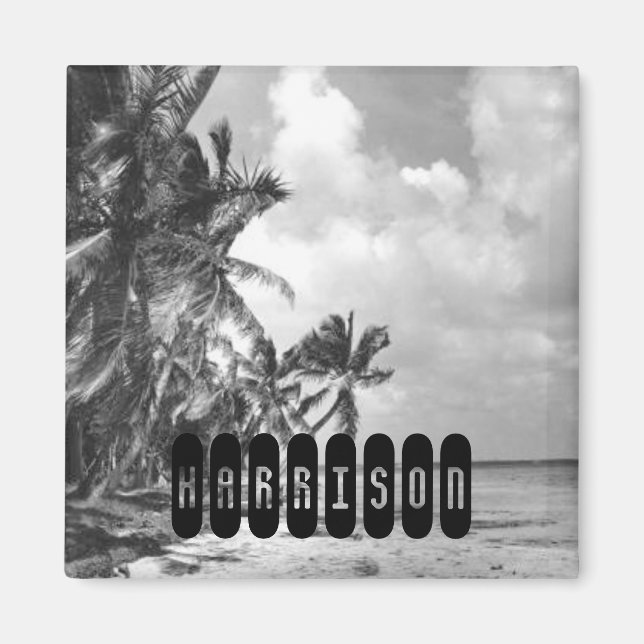 Vintage-Palmen personalisiert Magnet (Vorne)