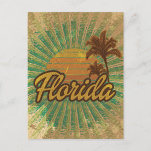 Vintage Palmen und Sonne, Florida Postkarte