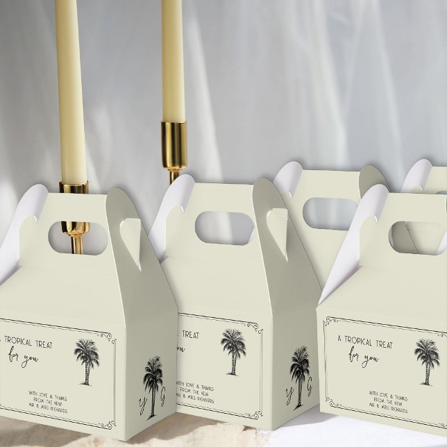 Vintage Palmenbaum Tropical Leckerei Hochzeit Geschenkschachtel (Palm Tree Favor Boxes Vintage Palm Wedding Collection)