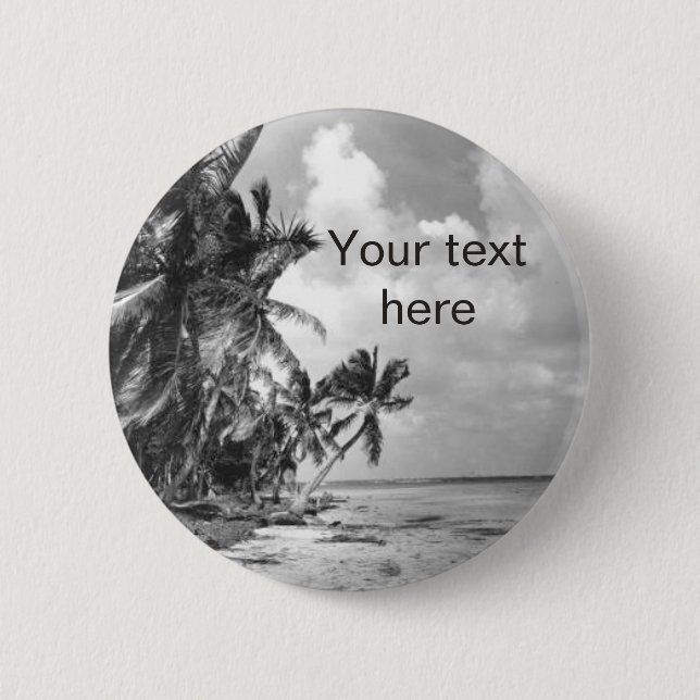 Vintage-Palmenbäume Benutzerdefinierter Text Button (Vorderseite)